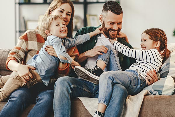 family on couch