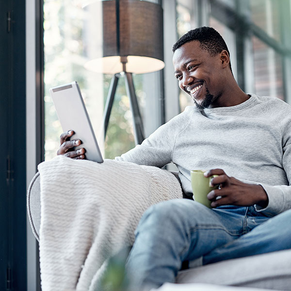 man on couch